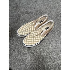 Classic Slip On Checkerboard in tan size men’s 10.5